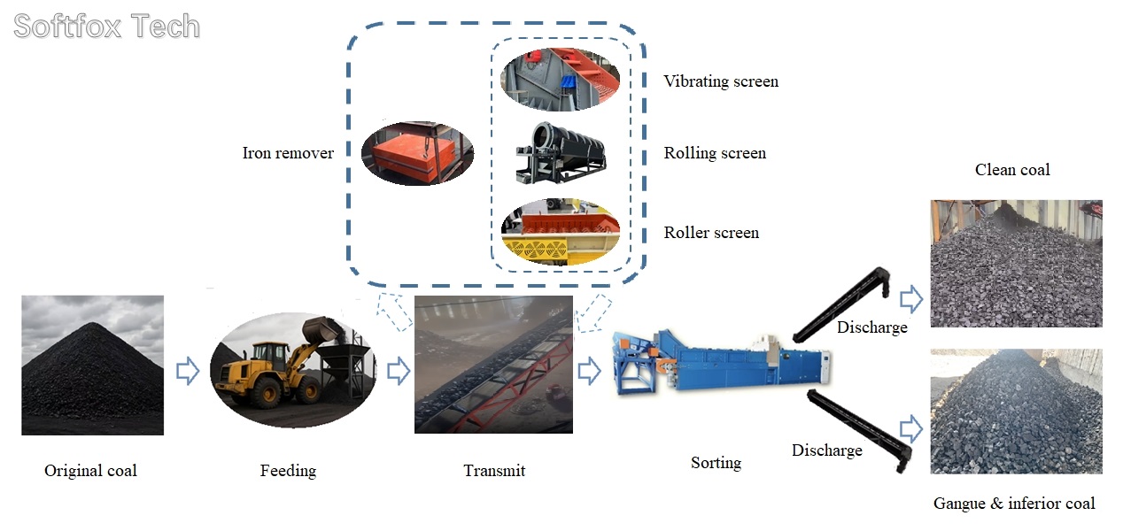 Softfox process flow for sorting clean coal